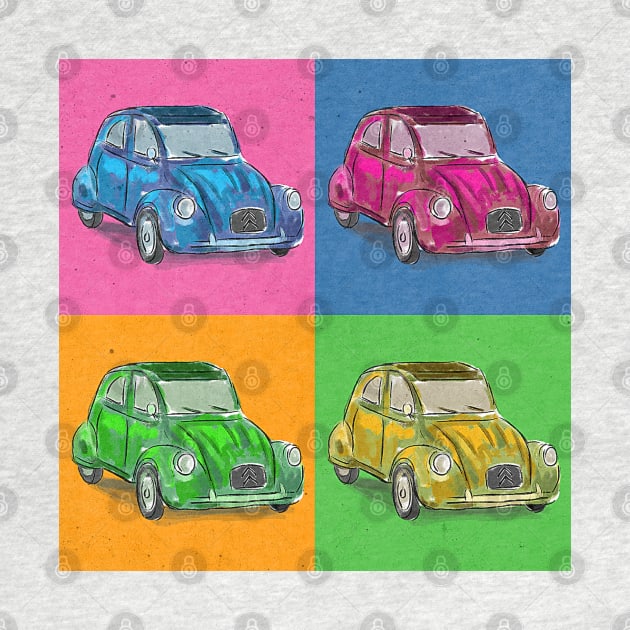 Classic Citroën Deux Chevaux 2CV Loose Sketch - Pop Art by ibadishi